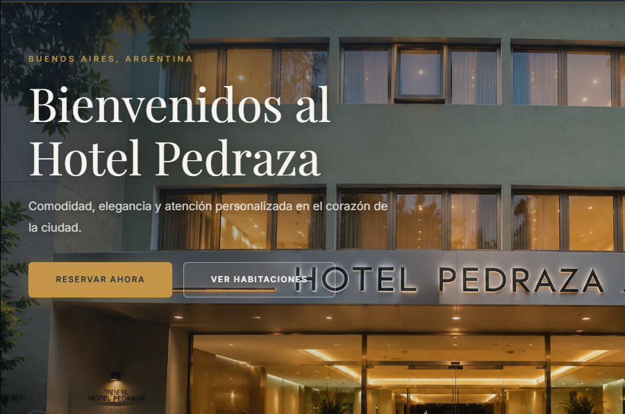 Captura del sitio web del Hotel Pedraza